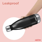 Milton Duo DLX 1000 Thermosteel Bottle, 1000 ml Water Bottles, 24 Hours Hot and Cold, Easy to Carry, Easy Grip, Rust Proof, Tea, Coffee, Office, Travel Bottle, Matt Black