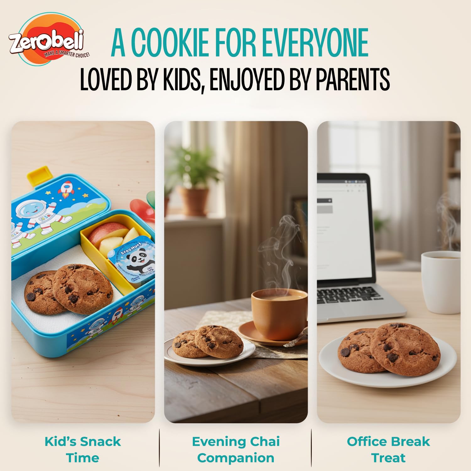 Zerobeli Jowar Choco Chip Cookies | 250g | Made with Jowar,