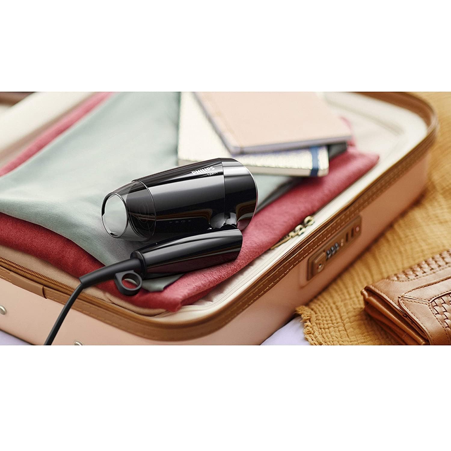 Philips Essential care.Thermoprotection.Foldable.DC 1200W motor.3 heat/speed settings + cold shot. No ions. Easy storage hook. Concentrator. 1.5m 3-pin, Bhc010/13