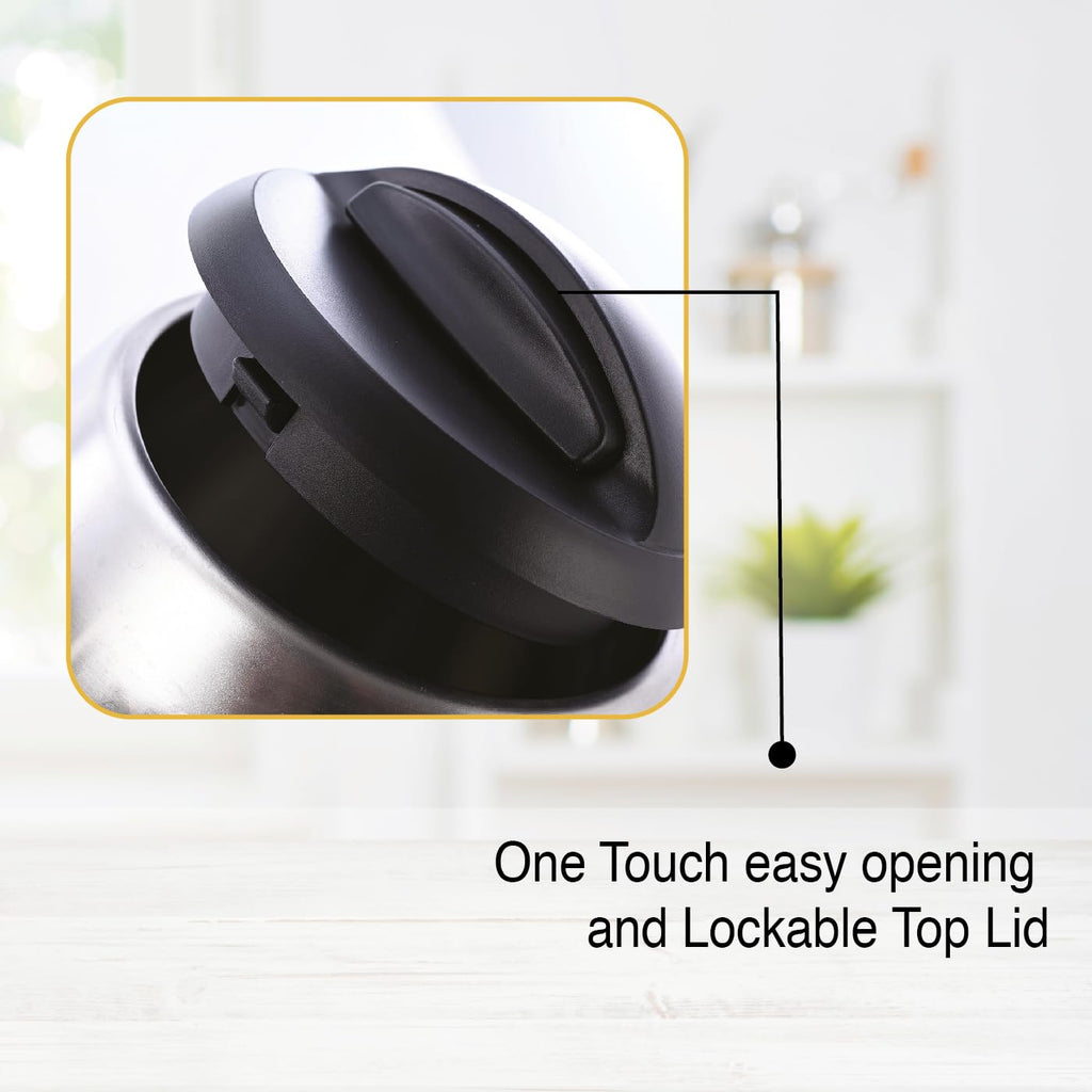 Usha Electric Kettle 1200 Watts | 1.5 Litres| Cool touch handle | Wider Mouth | Food-grade stainless steel | Safety with auto cut-off function (Silver & Black)