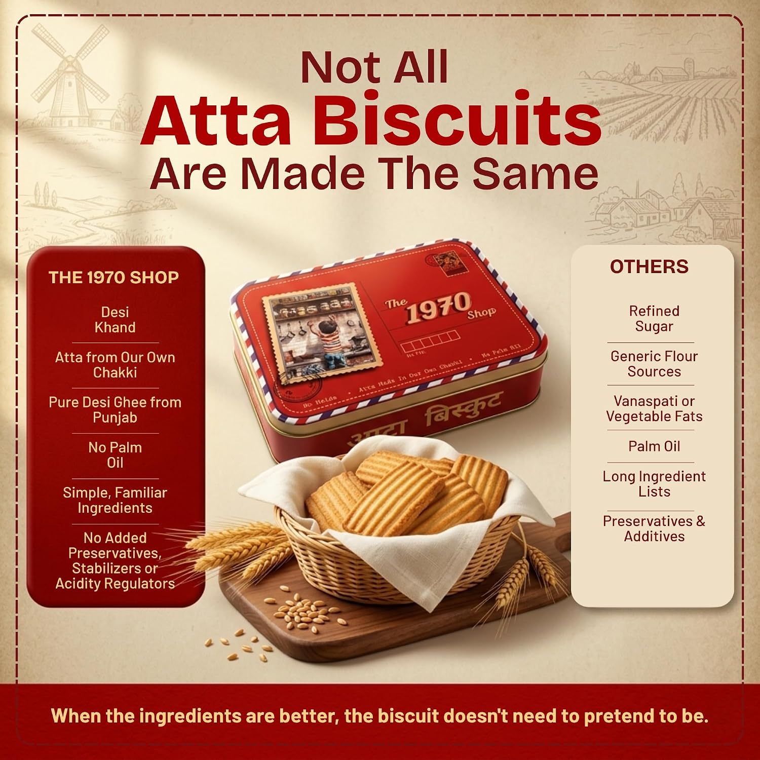 The 1970 Shop 100% Atta Biscuit 400 gram