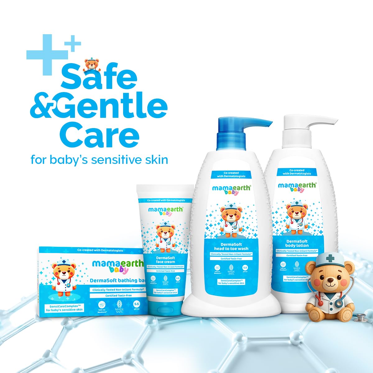 Mamaearth Baby DermaSoft Bathing Bar with SensiCareComplexTM for Baby's Sensitive Skin - 75 g | Pack of 1 | Co-created with Dermatologists for Newborns | Enriched with SensiCareComplexTM for Baby's Sensitive Skin | Safe and Non-irritant formula*