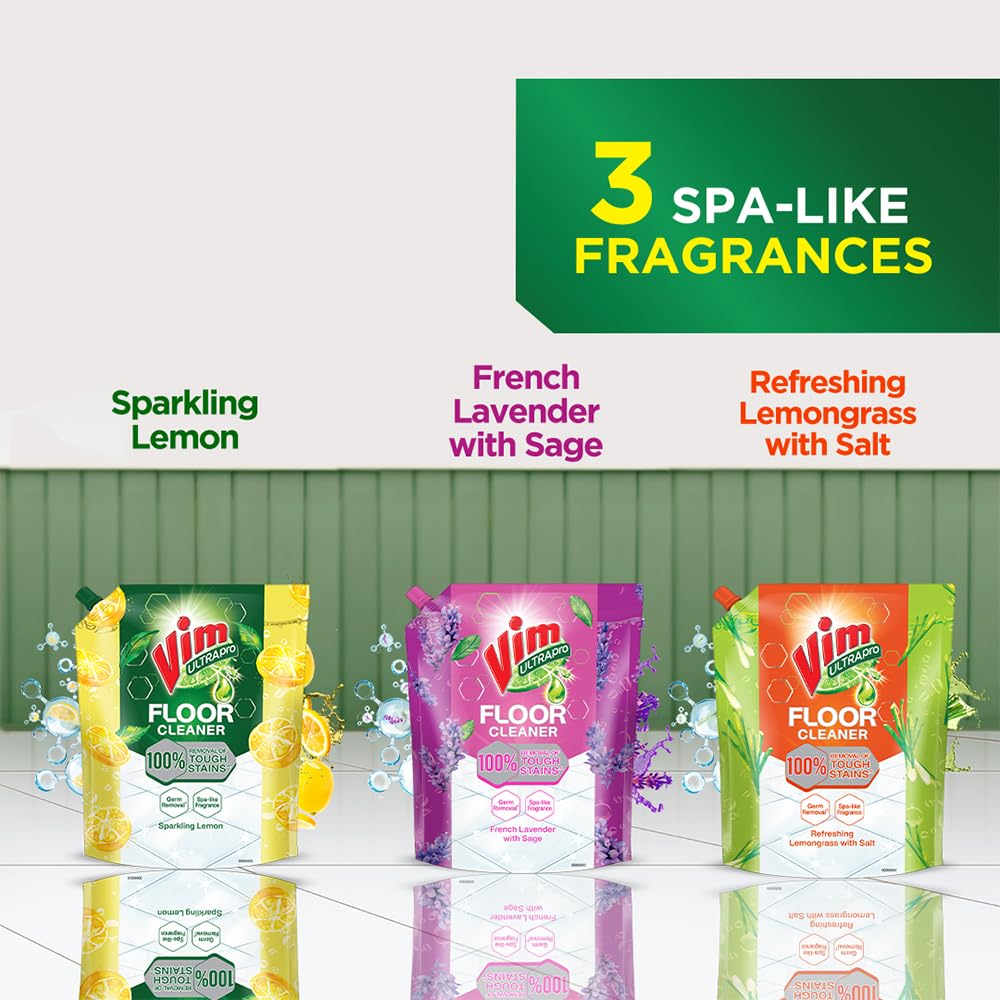 Vim Floor Cleaner: 1.8L | French Lavender with Sage | 100% Removal of stains for complete clean floors & long lasting fragrance