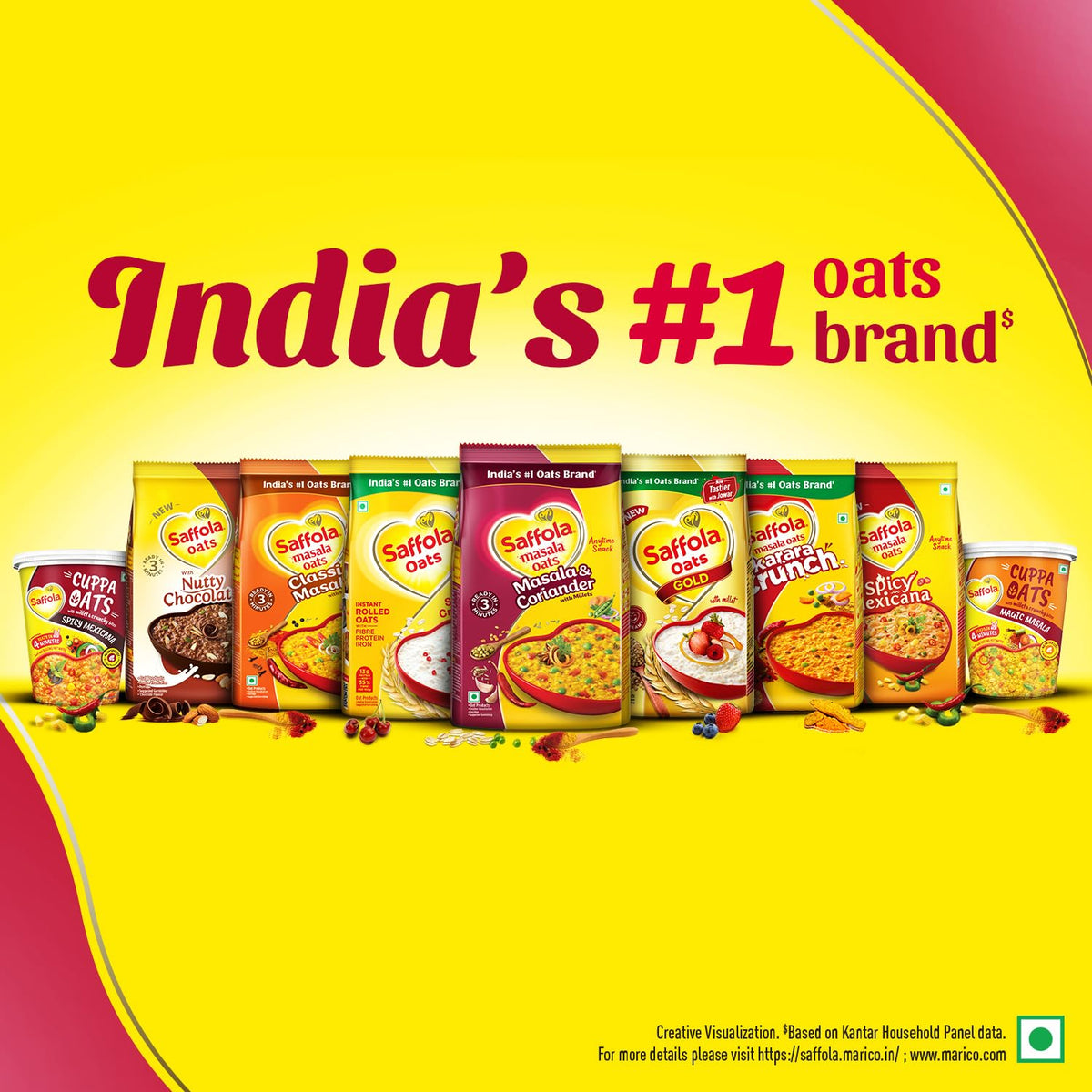 Saffola Masala Oats | 550g/500g (Pack of 3)