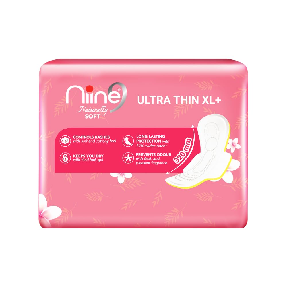 NIINE Naturally Soft Ultra Thin XL+ Sanitary Napkins for Heavy Flow (Pack of 2) 100 Pads