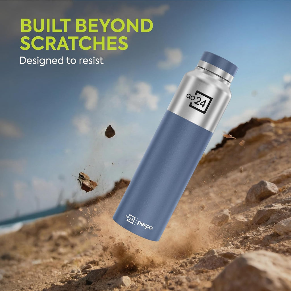 Stainless Steel Water Bottle Crown Silver-Denim Blue 950ml
