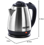 Usha Electric Kettle 1200 Watts | 1.5 Litres| Cool touch handle | Wider Mouth | Food-grade stainless steel | Safety with auto cut-off function (Silver & Black)