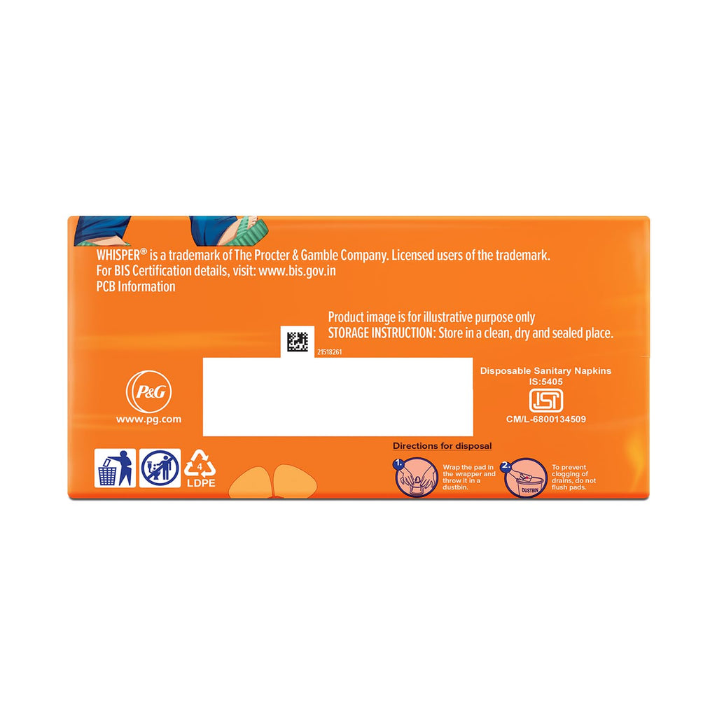 Whisper Choice Sanitary Pads with Wings for Women, XL, 40s Napkins