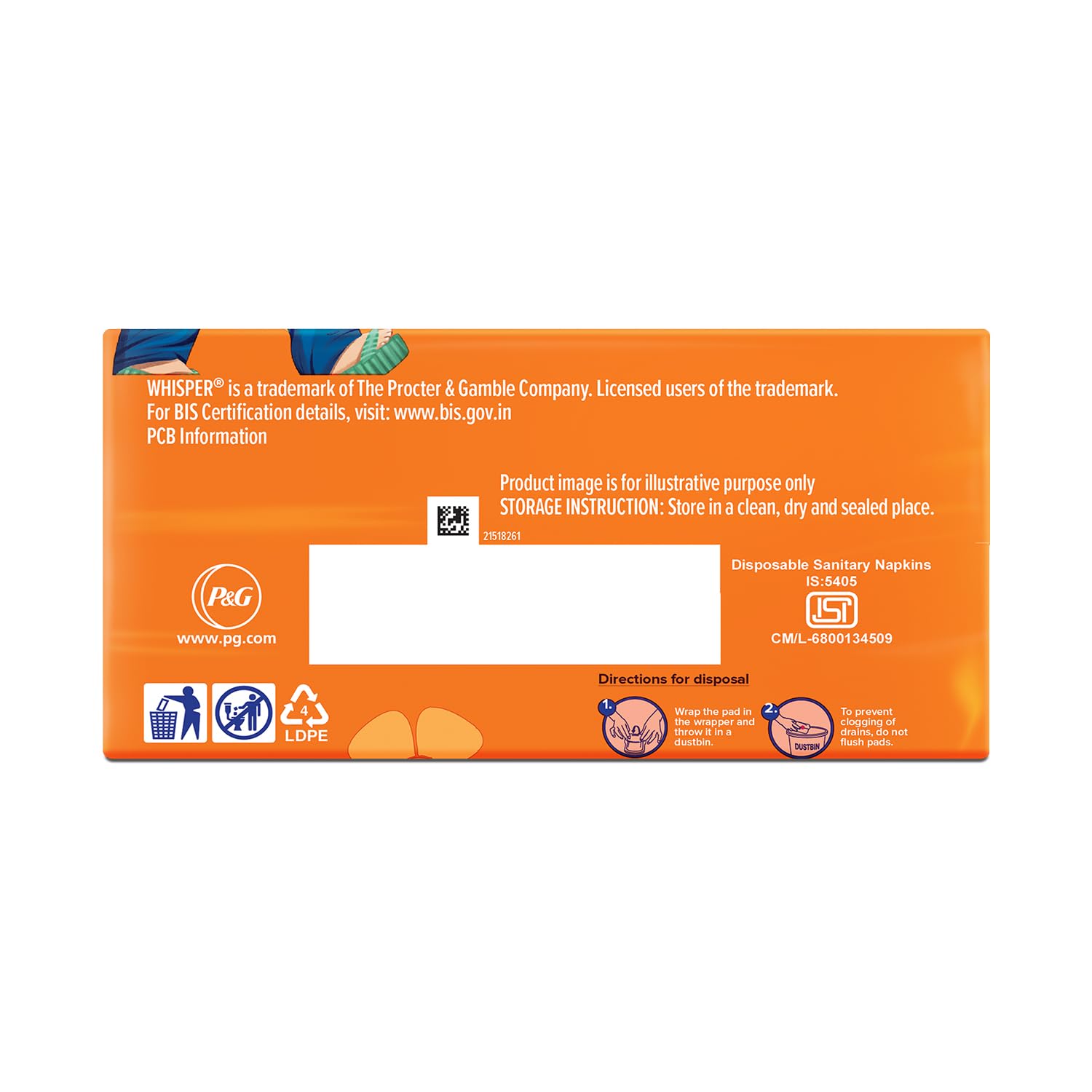 Whisper Choice Sanitary Pads with Wings for Women, XL, 40s Napkins