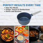 Westinghouse Performance Series WCSP0095N18BL Saucepan 18 cm Milk Pot Small for All Hobs and Oven-Safe Cool Touch Stainless Steel Handle Blue