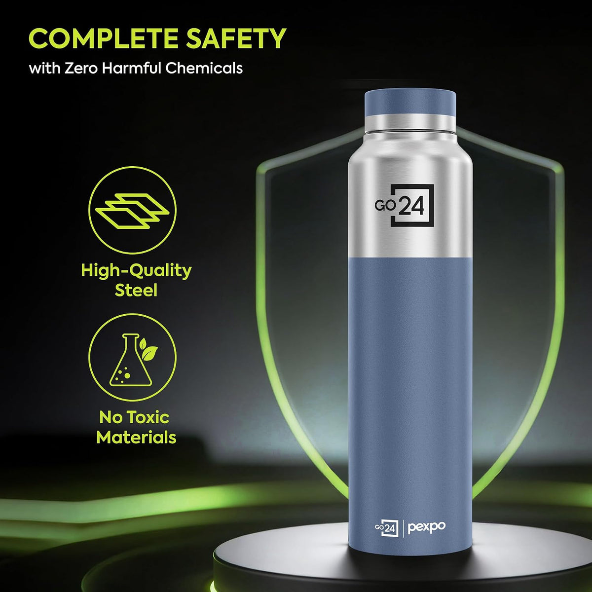 Stainless Steel Water Bottle Crown Silver-Denim Blue 950ml