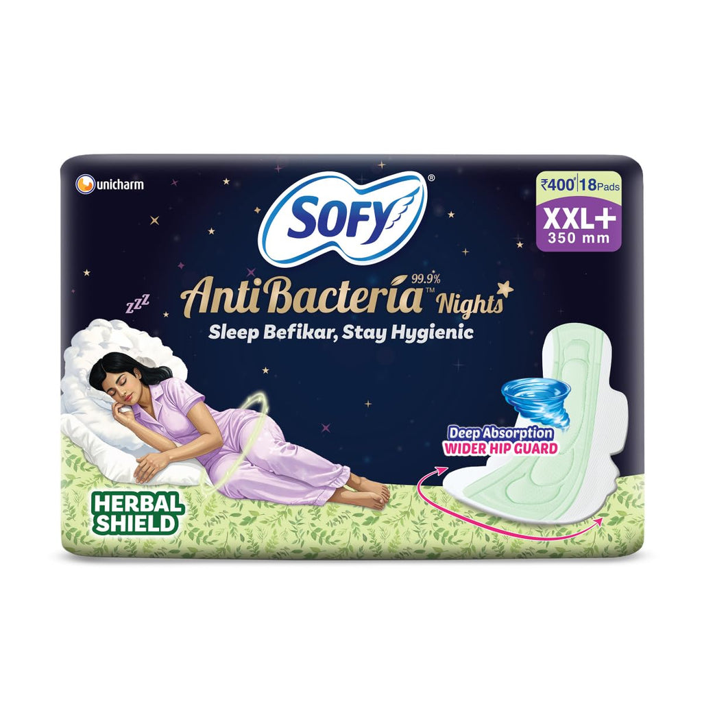 Sofy Women Antibacteria XXL+ Sanitary Pads |Night Protection  Pack Of 18
