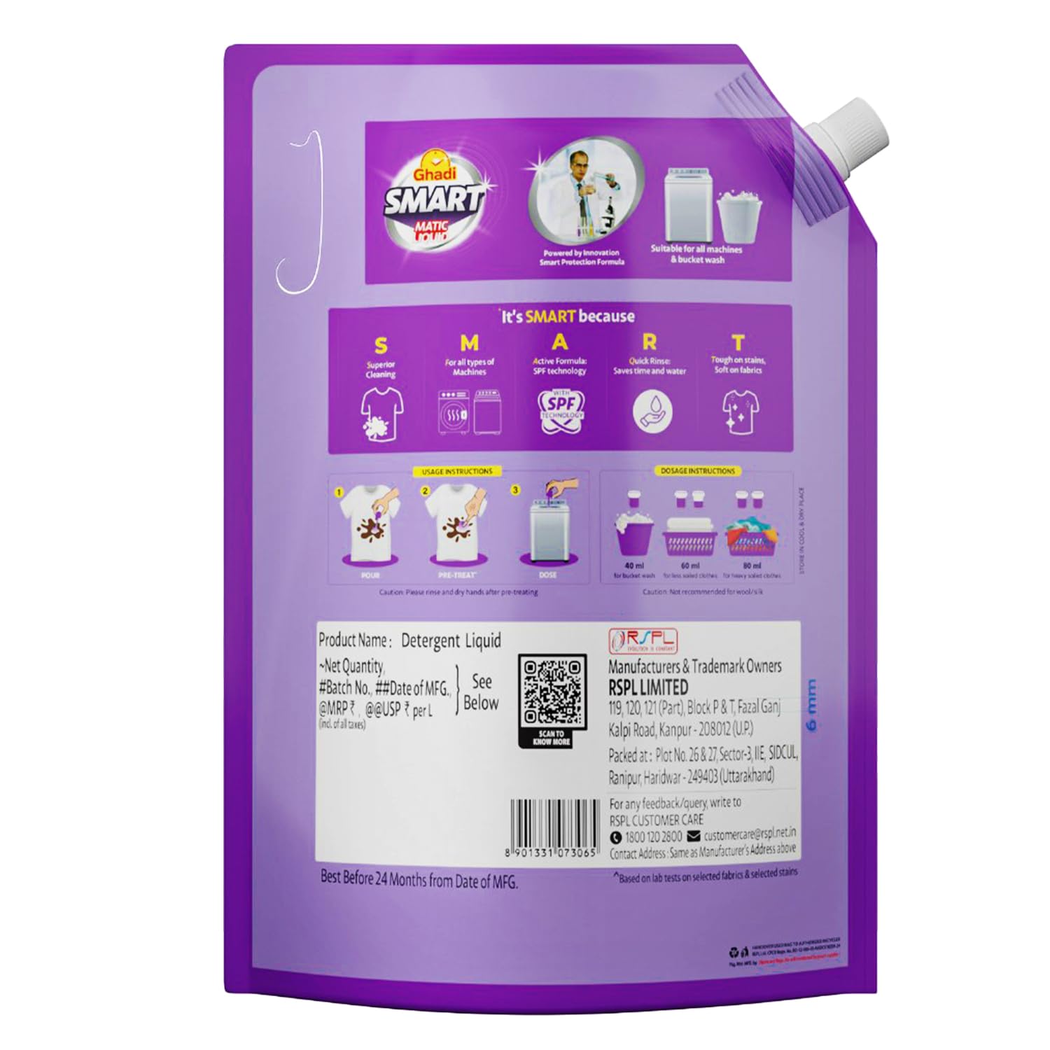 Ghadi Smart Liquid Detergent Lavender Fragrance 4.5L