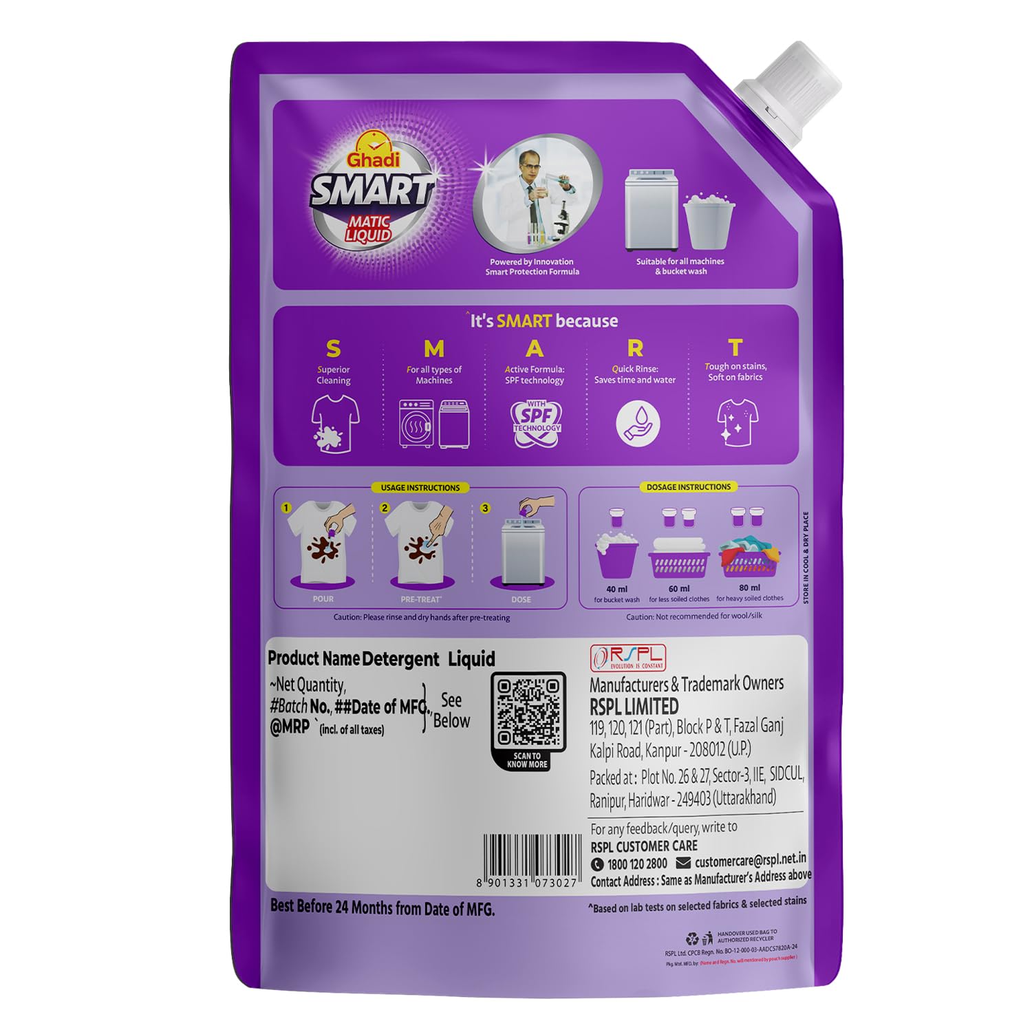 Ghadi Smart Liquid Detergent Lavender Fragrance 2L