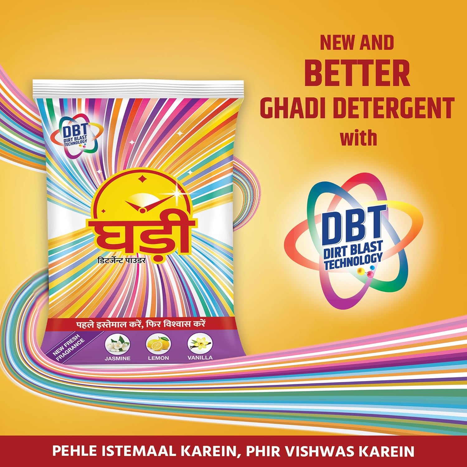 Ghadi Detergent Powder With Advance Dirt Blast Technology Tough Stain Removal & Refreshing Fragrance 5KG