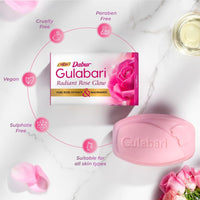 Dabur Gulabari Pure Rose Soap 150g (Pack of 4) | Moisturizing Bathing Soap for Radiant Glowing Skin & Body | Glycerine & Niacinamide | Long Lasting Fragrance | For Men & Women