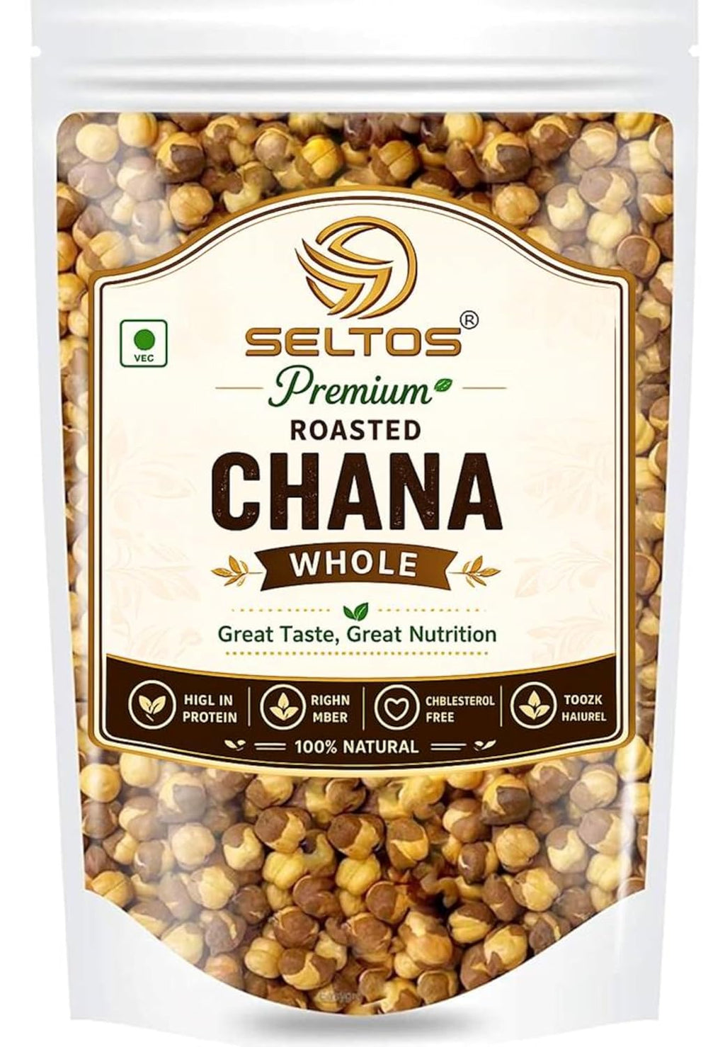 SELTOS Premium Roasted Bhuna Chana | Roasted Chickpeas (Unsalted) - 900gm