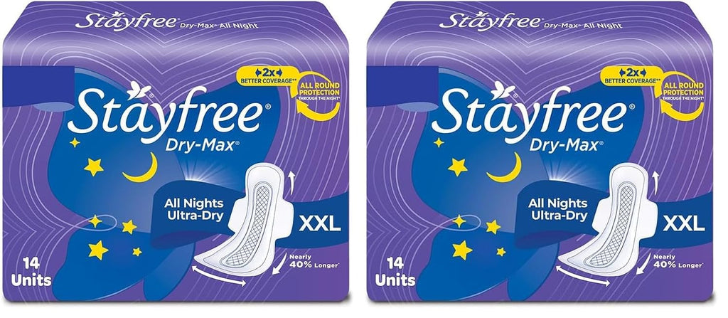 Stayfree Dry Max All Night Sanitary napkins (Pack of 28 Count) XXL