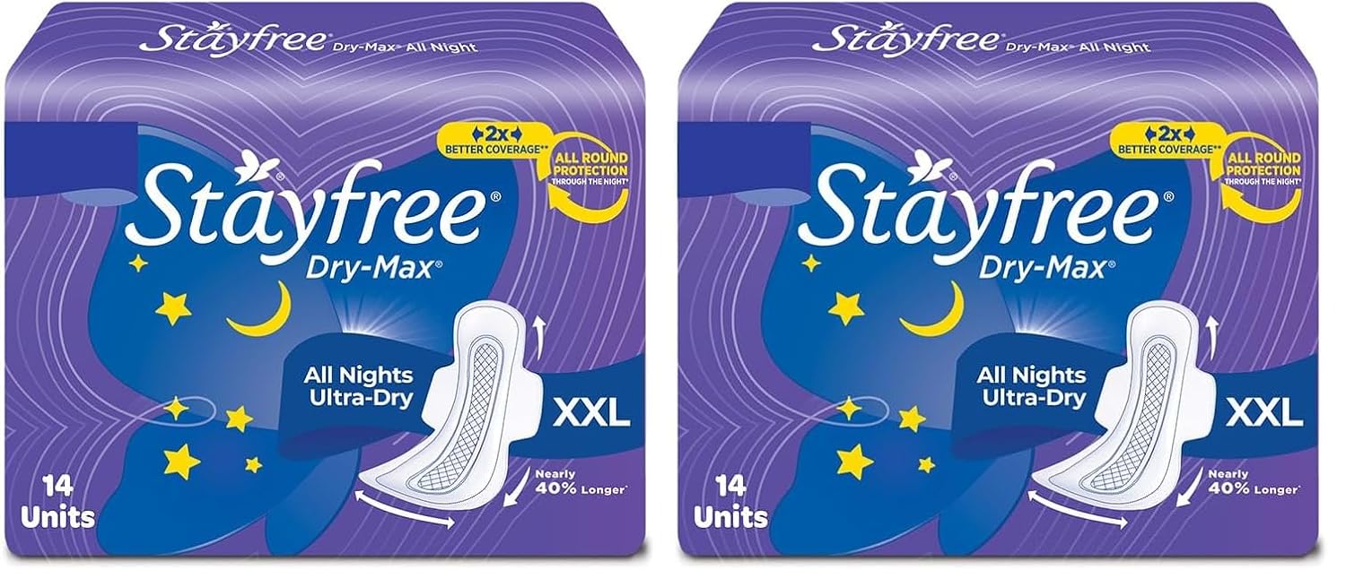 Stayfree Dry Max All Night Sanitary napkins (Pack of 28 Count) XXL