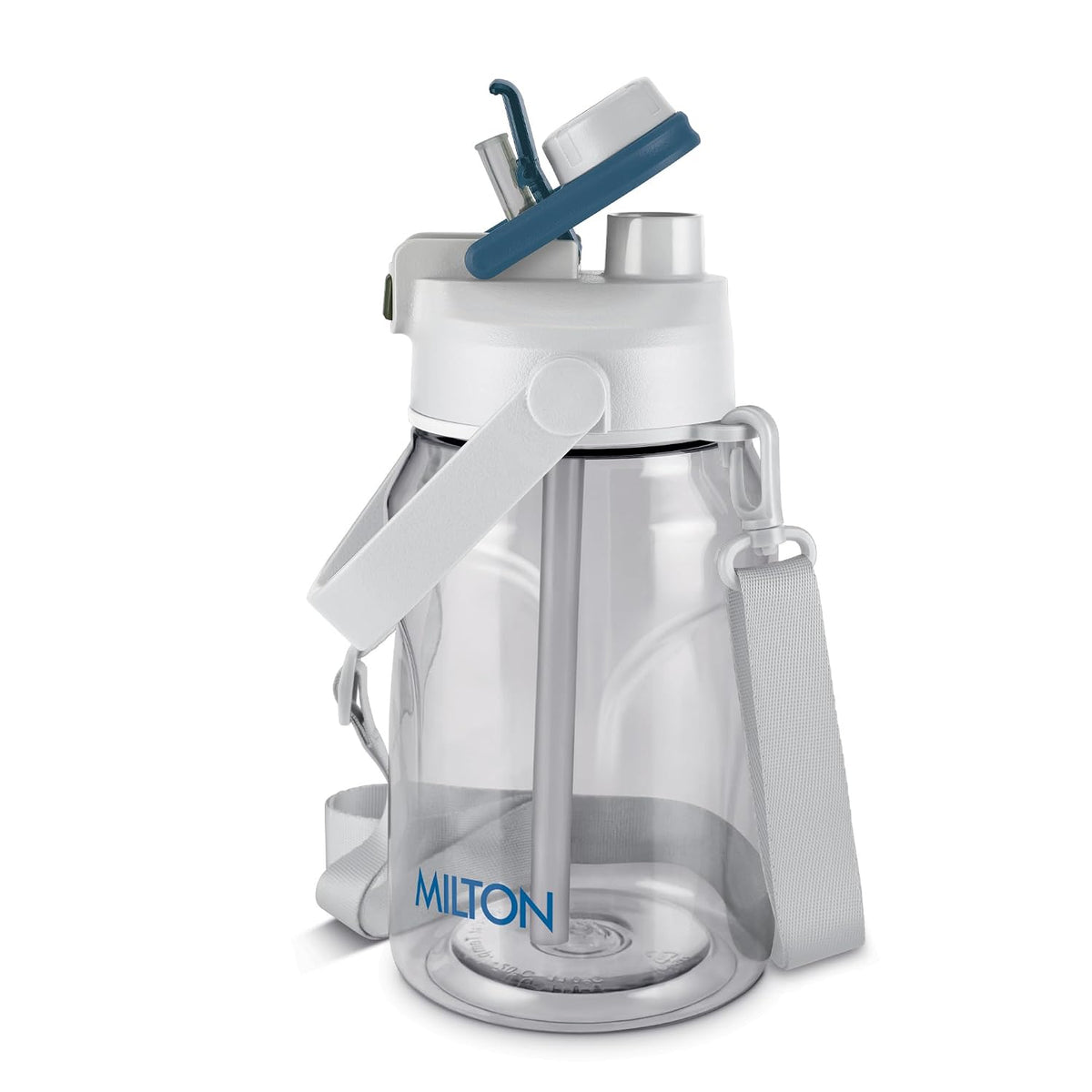 MILTON Eros 1000, 2-in-1 Sip or Gulp Lid Water Bottle 960ml | Unbreakable - Crystal Clear Plastic | Leak-Proof & BPA-Free, One-Click Open | Ideal for School, Office, Gym & Travel Use, White