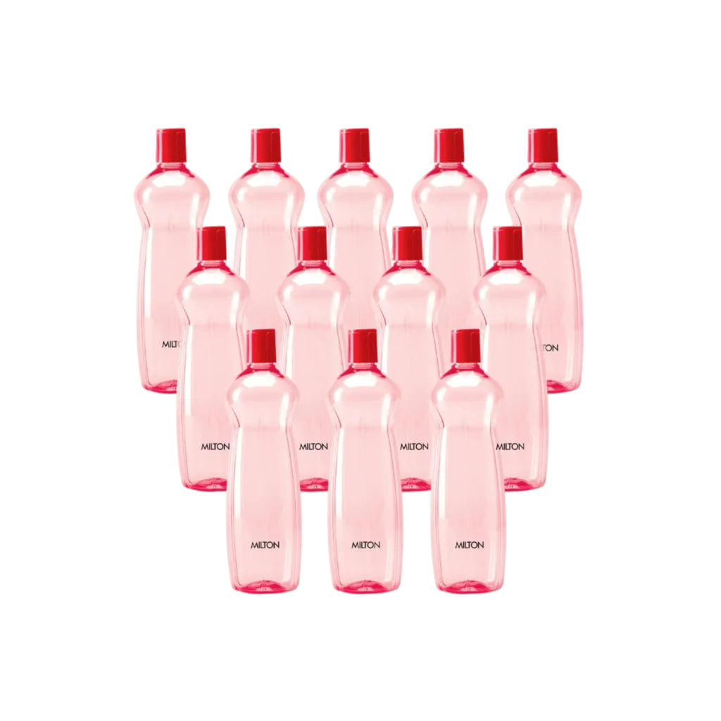 MILTON Pacific 1000 Pet Water Bottles, 1 Litre Each, Set of 12, Red | BPA Free | Leak Proof | Office Bottle | Gym Bottle | Home | Kitchen | Travel, Hiking | Treking Bottle | Reusable