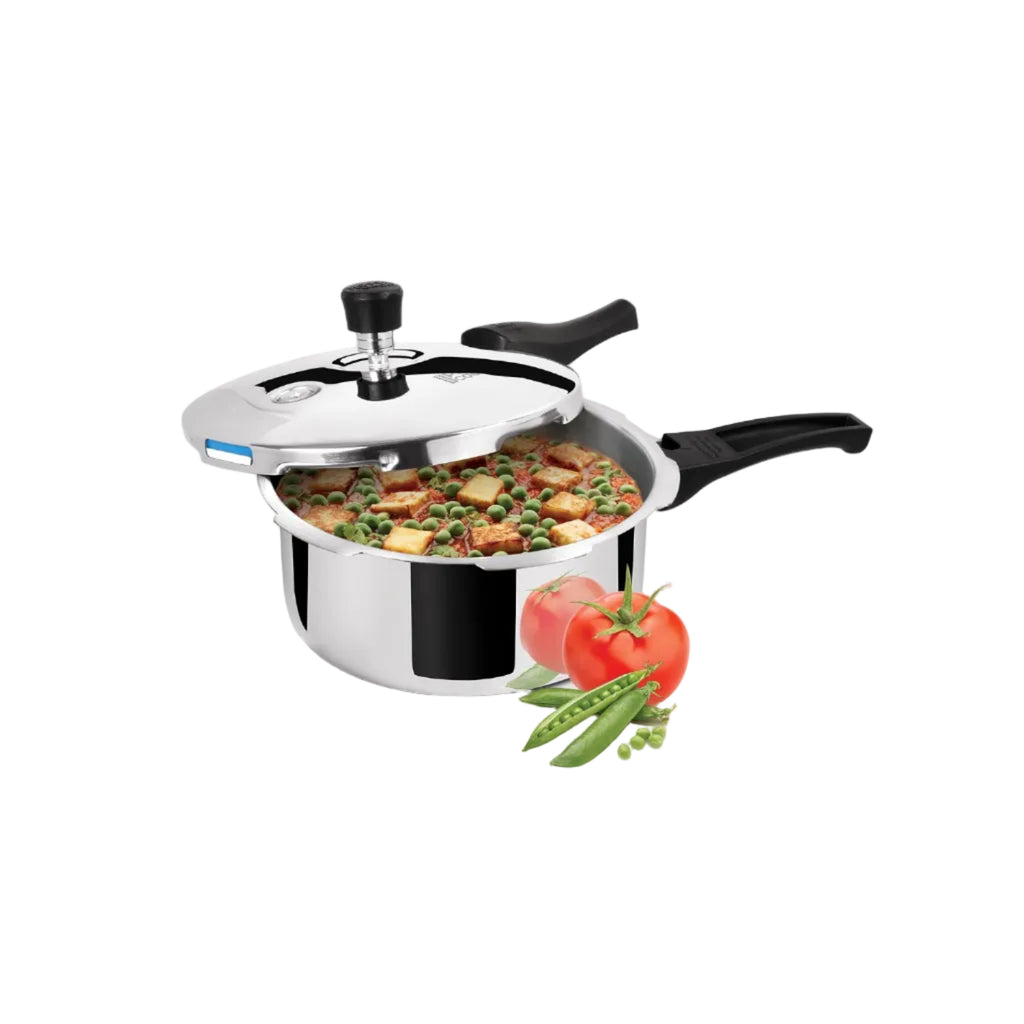 Milton ProCook Triply Pressure Cooker Stainless Steel with Outer Lid, 1.5 Litres, Induction and Gas Stove Compatible, Gasket Release System, 5 Years Warranty, ISI Certified, Silver