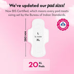 Plush Ultra-Thin Extra Large Sanitary Napkins for Women, 20 Pcs | For Light-Medium Flow | 100% Rash-Free | Pure U.S. Cotton XL Sanitary Pads | No Fragrance | No Toxic-Chemicals