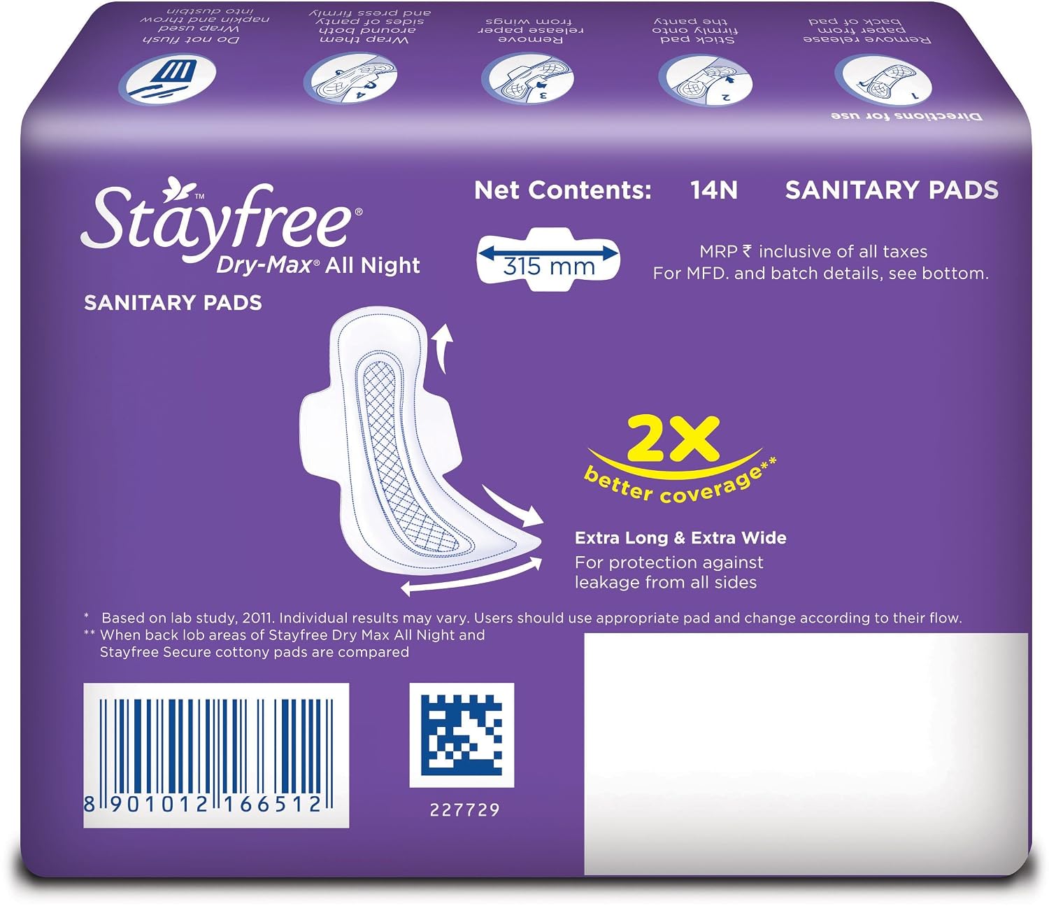 Stayfree Dry Max All Night Sanitary napkins (Pack of 28 Count) XXL