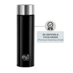 CELLO H2O Stainless Steel Water Bottle for Office & Daily Use 1000 ml, Black | Single Wall Freezer & Fridge Safe, Lightweight & Stylish Leakproof Rustproof Steel Water Bottle for School, Gym & Travel