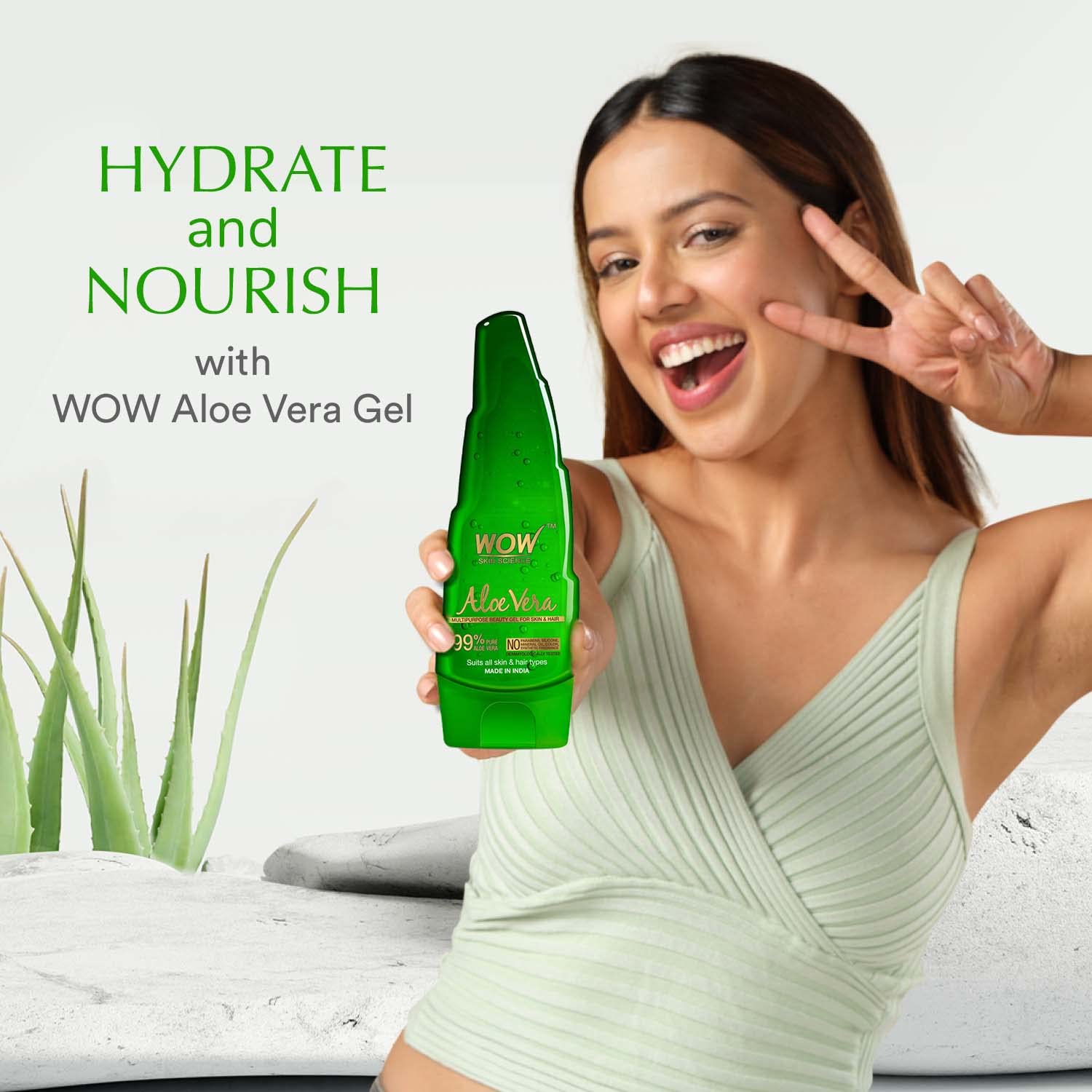 WOW Skin Science Aloe Vera Multipurpose Beauty Gel for Skin and Hair, 250 ml