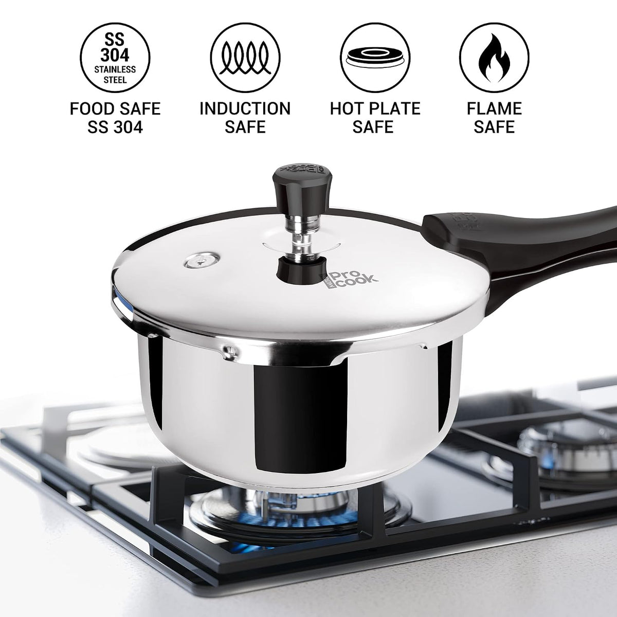 Milton ProCook Triply Pressure Cooker Stainless Steel with Outer Lid, 1.5 Litres, Induction and Gas Stove Compatible, Gasket Release System, 5 Years Warranty, ISI Certified, Silver