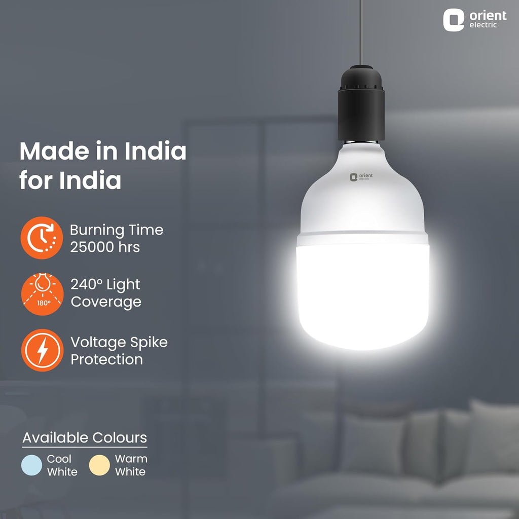 Orient Electric Eternal Shine LED Bulb | 50 Watts | 12 Months Warranty | Cool White (Pack of 1) | 25000 Hours + 180 degree coverage | BIS Certified
