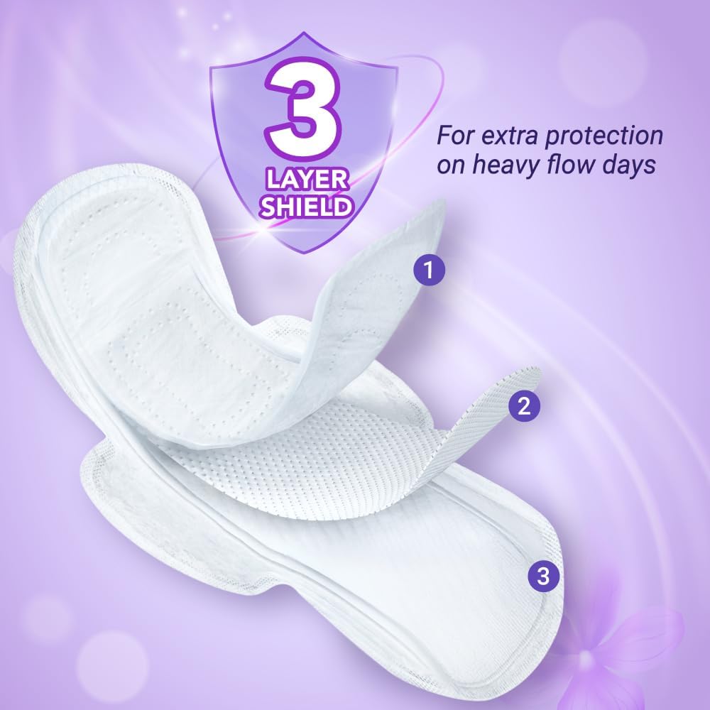 NIINE Dry Comfort Ultra Thin XL+ Sanitary Napkins for Heavy Flow (Pack of 2) 100 Pads with Free Biodegradable disposable bags