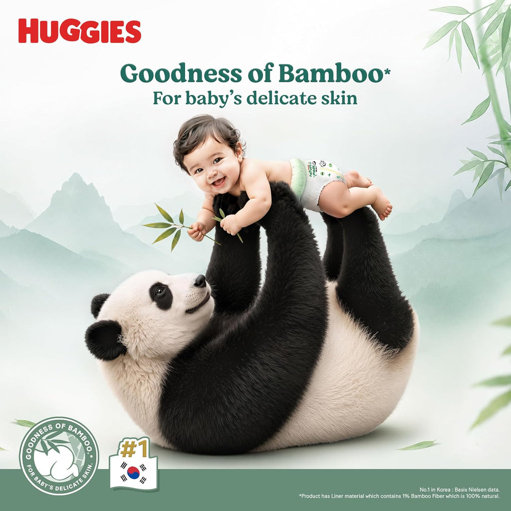 Huggies Naturemade Premium Ultra-thin Bamboo diapers Medium 30pc,12hr lock