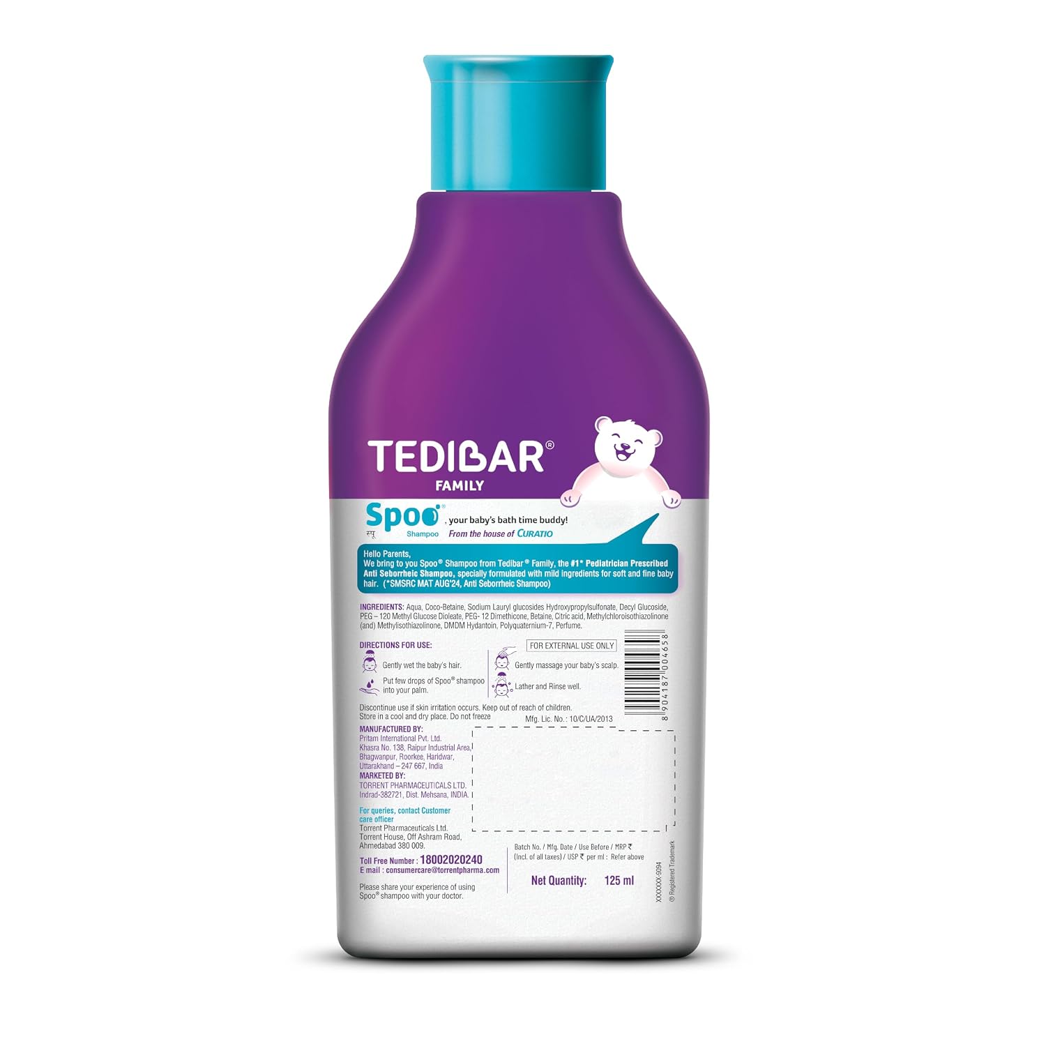 Spoo No-Tear Formula baby shampoo from Tedibar Family 125ml