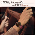 boAt Chrome Iris Fashion Smart Watch for Women - Elegant Ultra-Sleek Dial, Light-Weight Metal Body, 1.32" AMOLED Display, 1000 Nits, AOD, Female Wellness Tracking Watch for Woman (Velvet Wine)