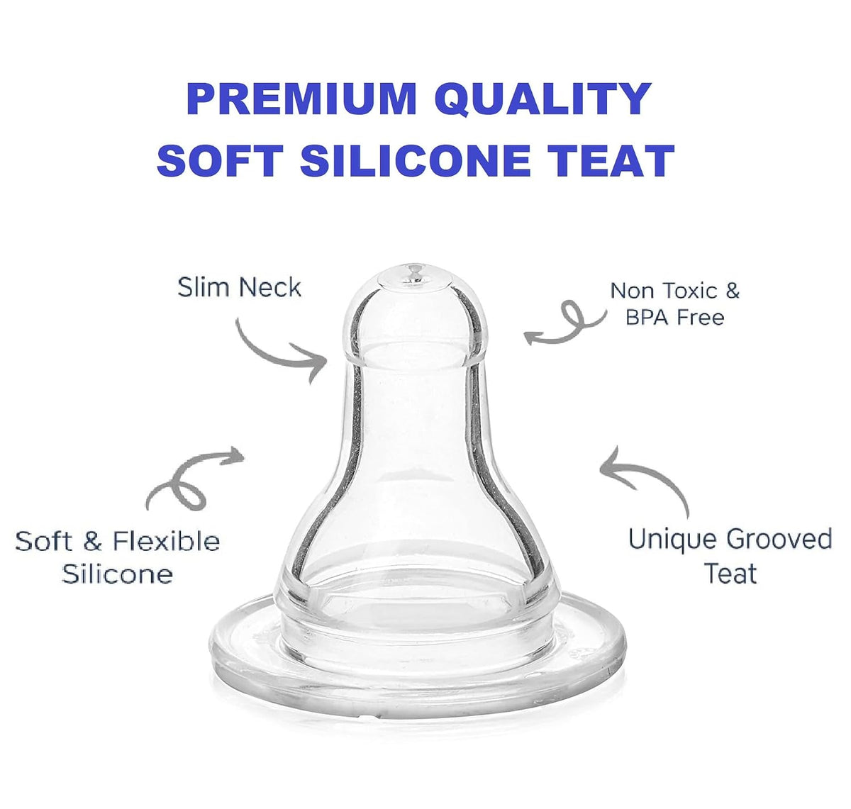 Silicone Newborn Bottle Teats | Soft & Flexible | Leak-Resistant | Suitable for All Feeding Bottles | Pack of 10