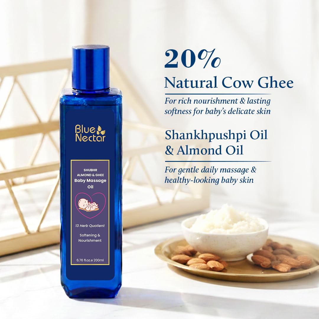 Blue Nectar Ayurvedic Baby Oil with Organic Ghee, 200 ml