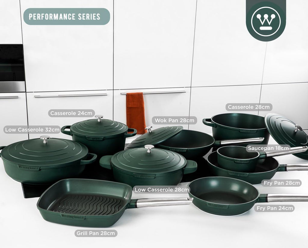 Westinghouse Performance Series Non Stick Saucepan 18cm - Lightweight Cast Aluminium - Saucepans for Induction Hobs, All Other Stove Types & Oven Proof - Stainless Steel Handle - Green WCSP0095N18SG