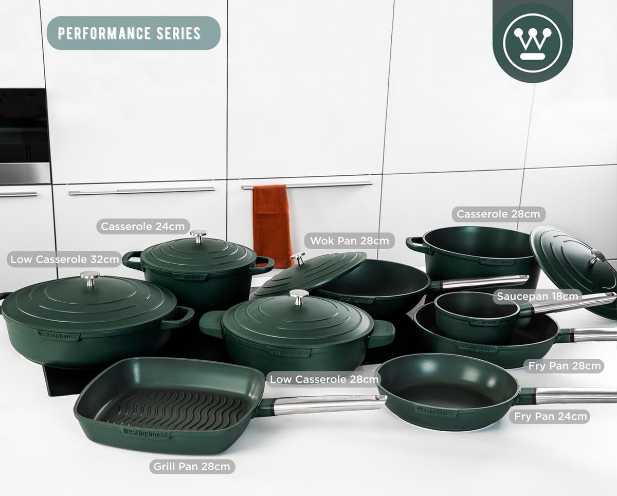 Westinghouse Performance Series Non Stick Saucepan 18cm - Lightweight Cast Aluminium - Saucepans for Induction Hobs, All Other Stove Types & Oven Proof - Stainless Steel Handle - Green WCSP0095N18SG