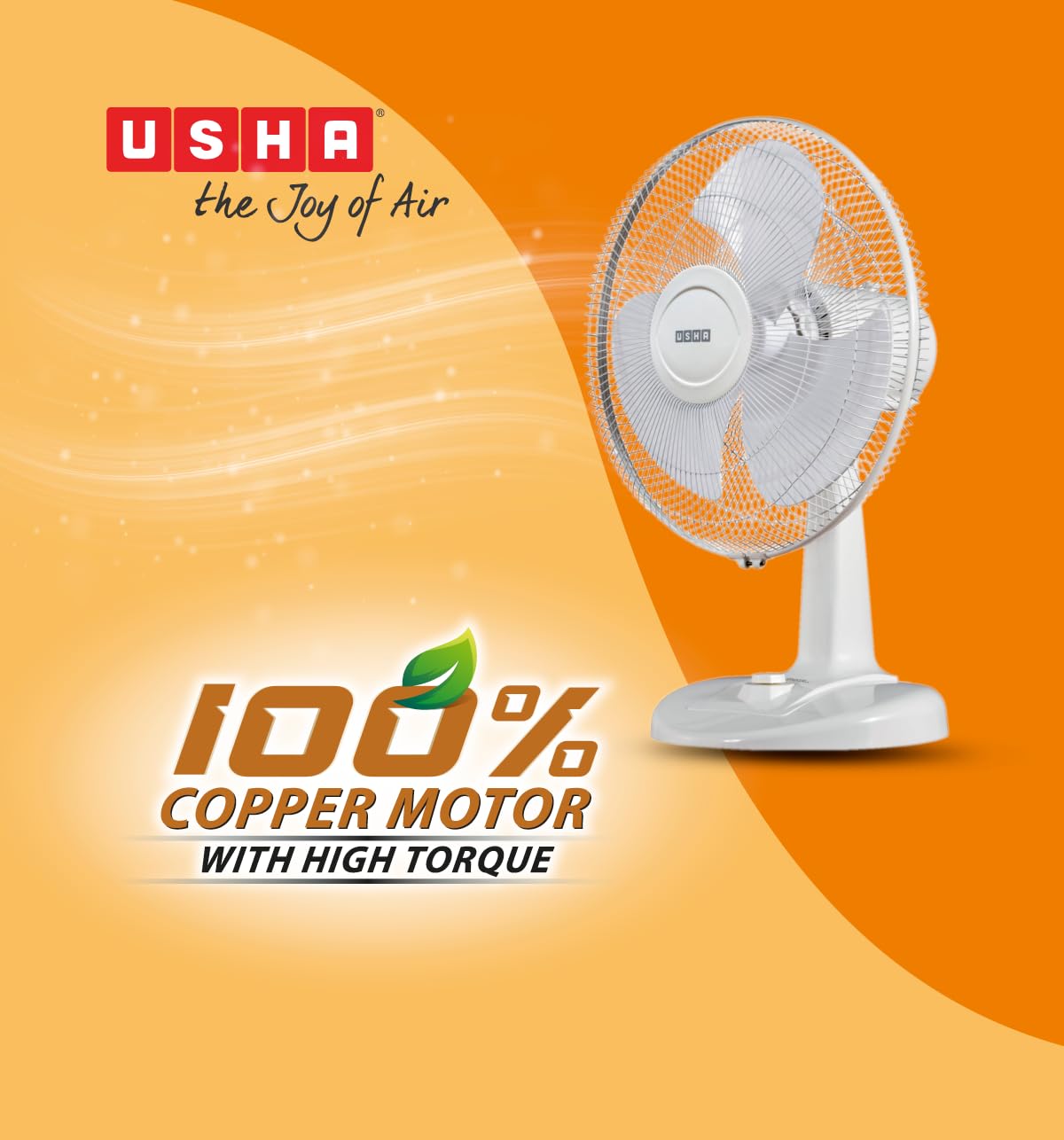 USHA Striker Plus Table Fan | 400mm Sweep | 2100 RPM High-Speed Air Delivery | 100% Copper Motor |Jerk-Free Uniform Oscillation |Aerodynamic Blade Design |Anti-Rust Protection | 2-Year Warranty |White