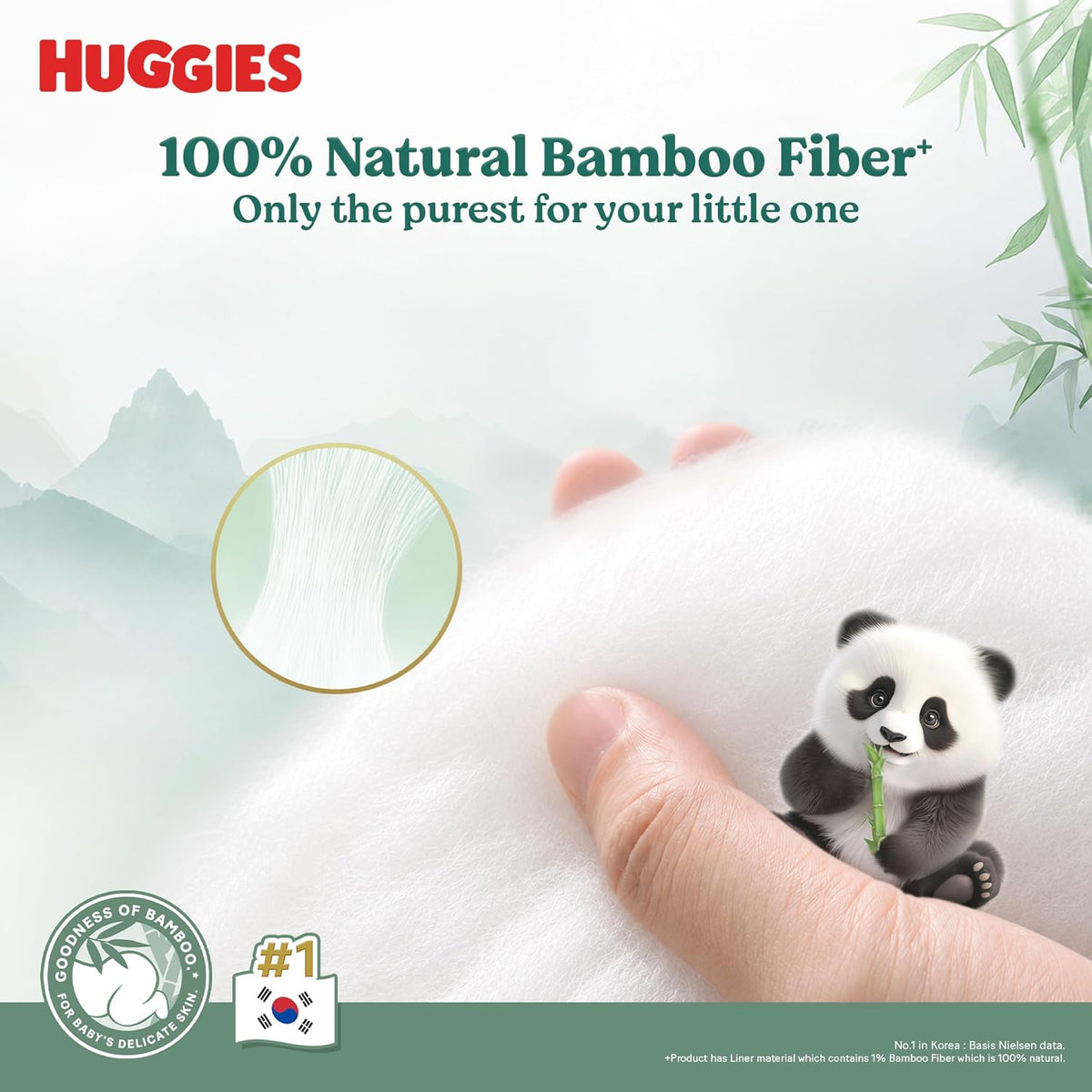 Huggies Naturemade Premium Ultra-thin Bamboo diapers Medium 30pc,12hr lock