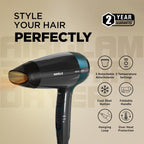 Havells Styling Hair Dryer | Hypersonic Motor | 3 Detachable Attachment| Diffuser, Quill-Style Comb, Aerofocus Nozzle|3 Temperature/2 Speed Settings| Cool Shot| 1200 W |2 years guarantee|HD4161