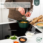 Westinghouse Performance Series Non Stick Saucepan 18cm - Lightweight Cast Aluminium - Saucepans for Induction Hobs, All Other Stove Types & Oven Proof - Stainless Steel Handle - Green WCSP0095N18SG