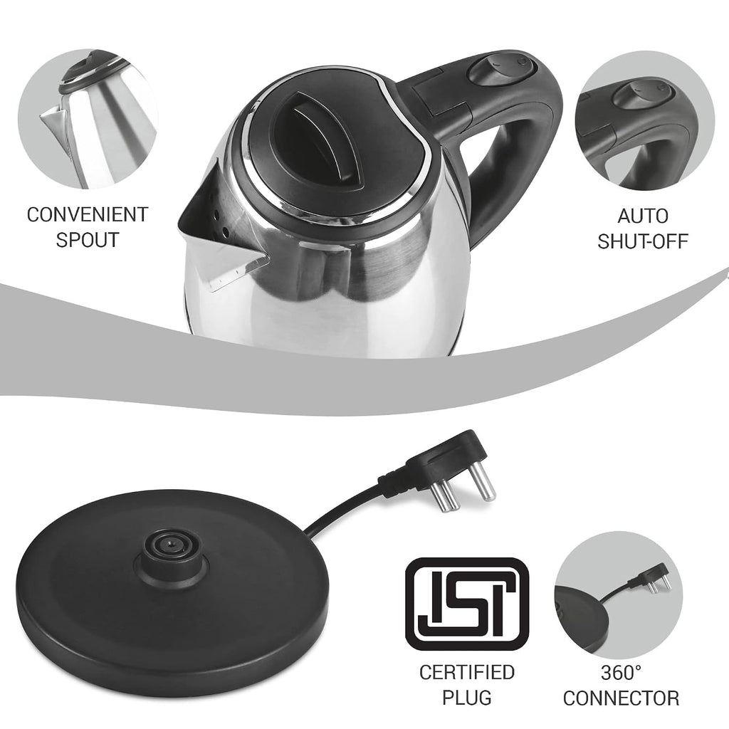 Milton Go Electro Stainless Steel Electric Kettle 1500+Flip Lid 350 Thermosteel Bottle, Super Fast Boiling with 3X Protection Kettle-Overheat, Dry Boil Protection, Leak Proof, Vacuum Insulated, Silver