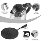 Milton Go Electro Stainless Steel Electric Kettle 1500+Flip Lid 350 Thermosteel Bottle, Super Fast Boiling with 3X Protection Kettle-Overheat, Dry Boil Protection, Leak Proof, Vacuum Insulated, Silver