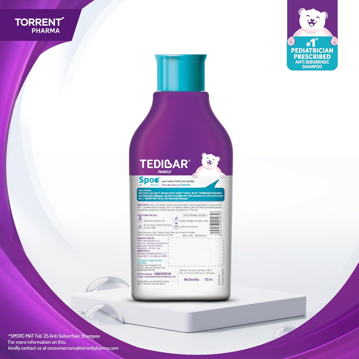Spoo No-Tear Formula baby shampoo from Tedibar Family 125ml