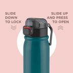 MILTON Reva 1000 ISI Certified Stainless Steel Water Bottle with Twin Lid Sip or Gulp, 1 Litre | Single Wall, BPA-Free, Leakproof | Sturdy Handle | Ideal for Home, Office, Gym & Travel, Teal Blue