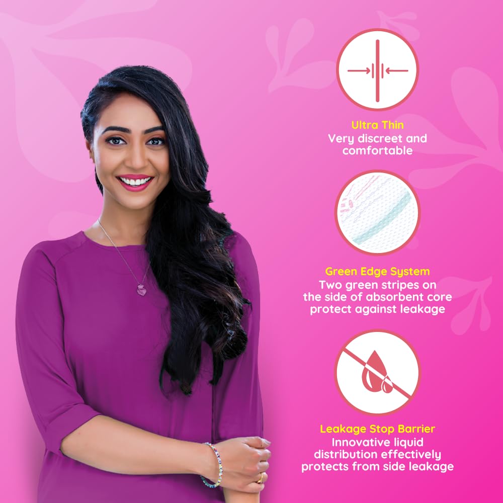 Bella Ultra Drai Sanitary Pads Women XL - 26pcs | Drai Topsheet | 28.5 Cm Long for Heavy Flow |Breathable | Lock Gel System | Green Edge System | Fast Absorption | Rash Free Period