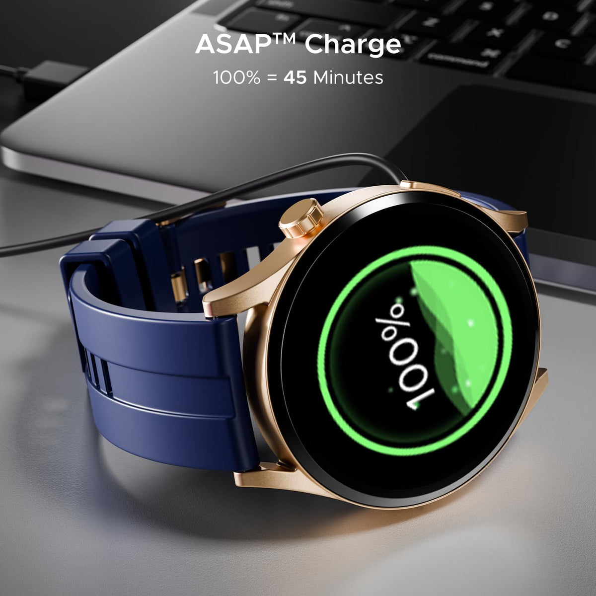 boAt Chrome Horizon, Premium Metal Body, Video Watch Faces, 1.51”(3.83cm) AMOLED Round Display, HRV & VO2 Max, Auto-Activity Detection, ASAP Charge, HRV Smartwatch for Men & Women (Royal Blue)